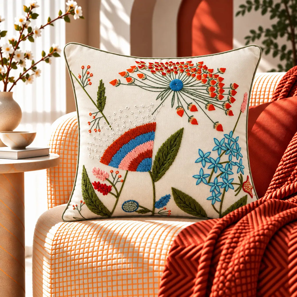 Garden Mix Embroidered Cushion Cover