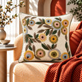 Floral Branch Embroidered Cushion Cover
