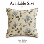 Grey Blossom Embroidered Cotton Cushion Cover