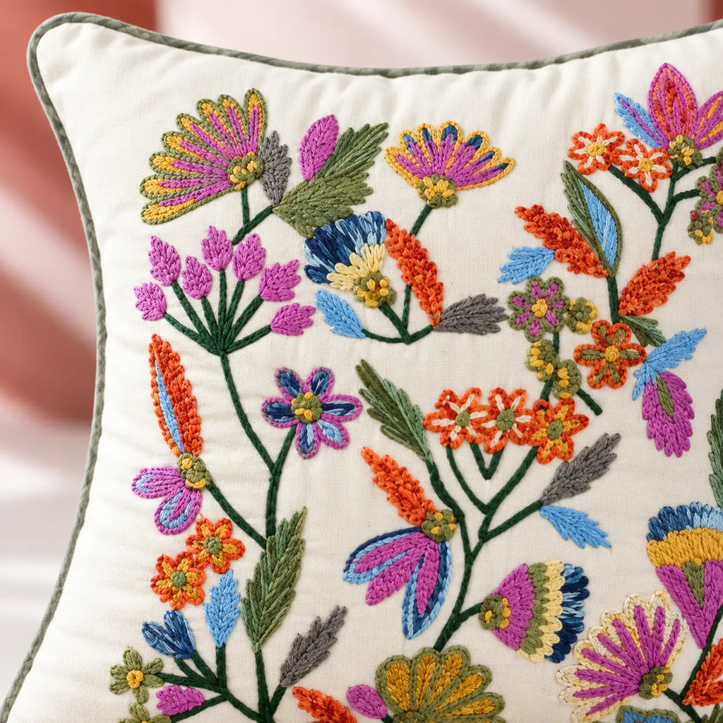 Colorielle Floral Embroidered Cushion Cover