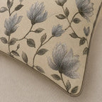 Grey Blossom Embroidered Cotton Cushion Cover
