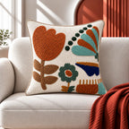 Harvest Bloom Embroidered Cushion Cover