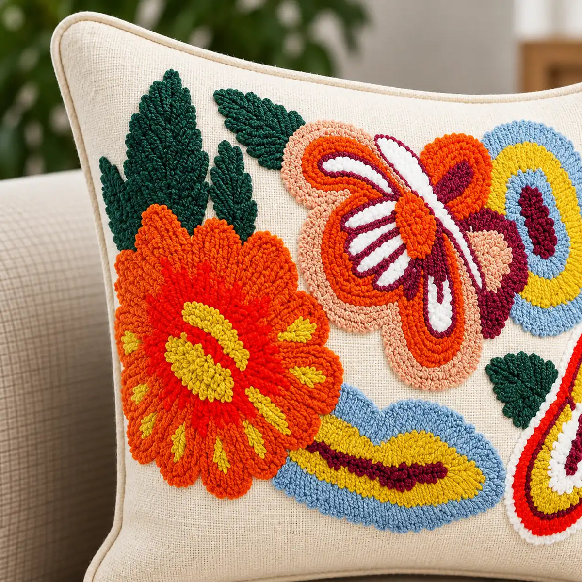 Color Garden Embroidered Cushion Cover