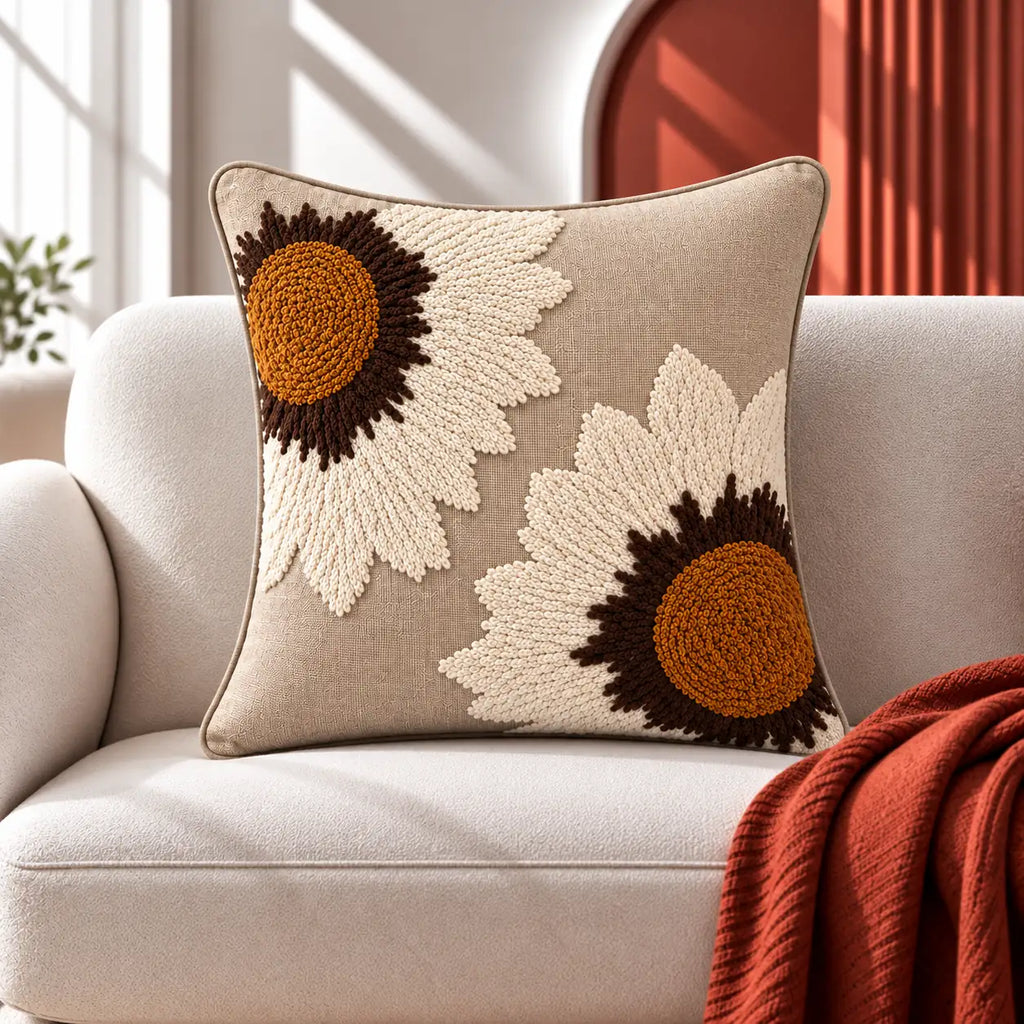 Sunhusk Embroidered Cushion Cover