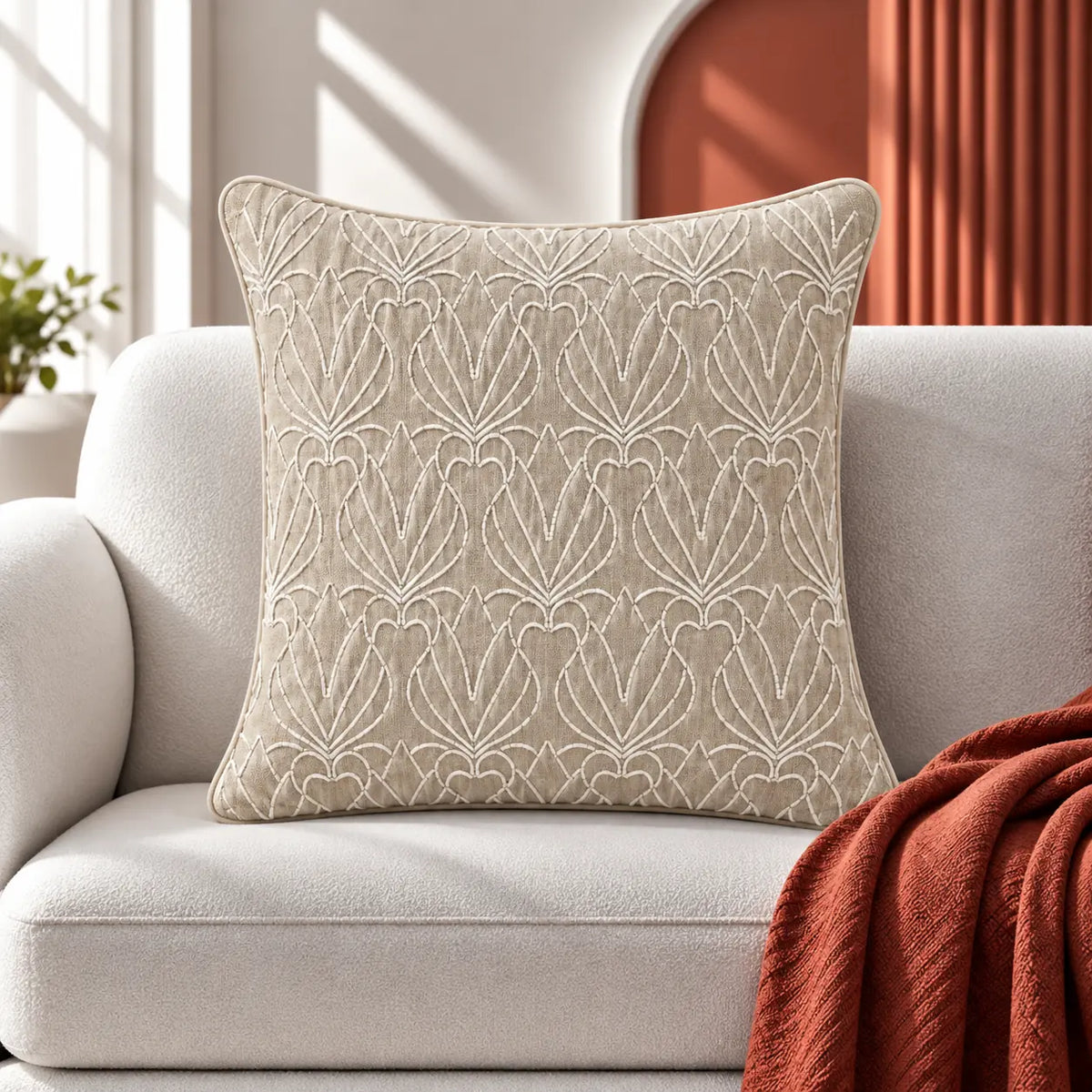 Petal Pattern Beaded Cushion Cover