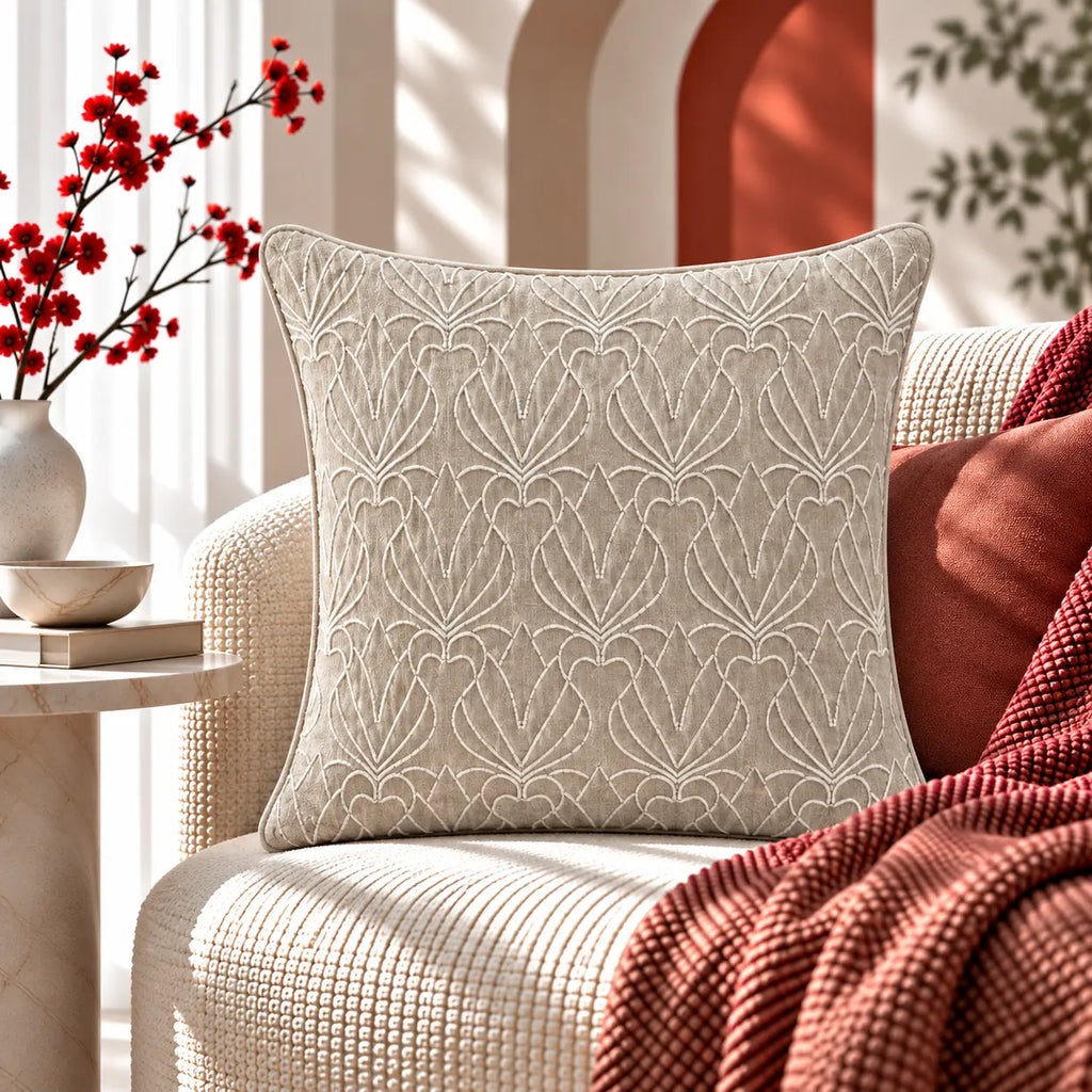 Petal Pattern Beaded Cushion Cover