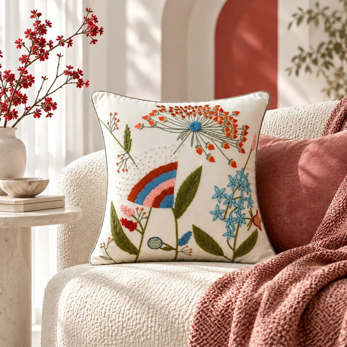 Colorvelle Embroidered Cushion Cover