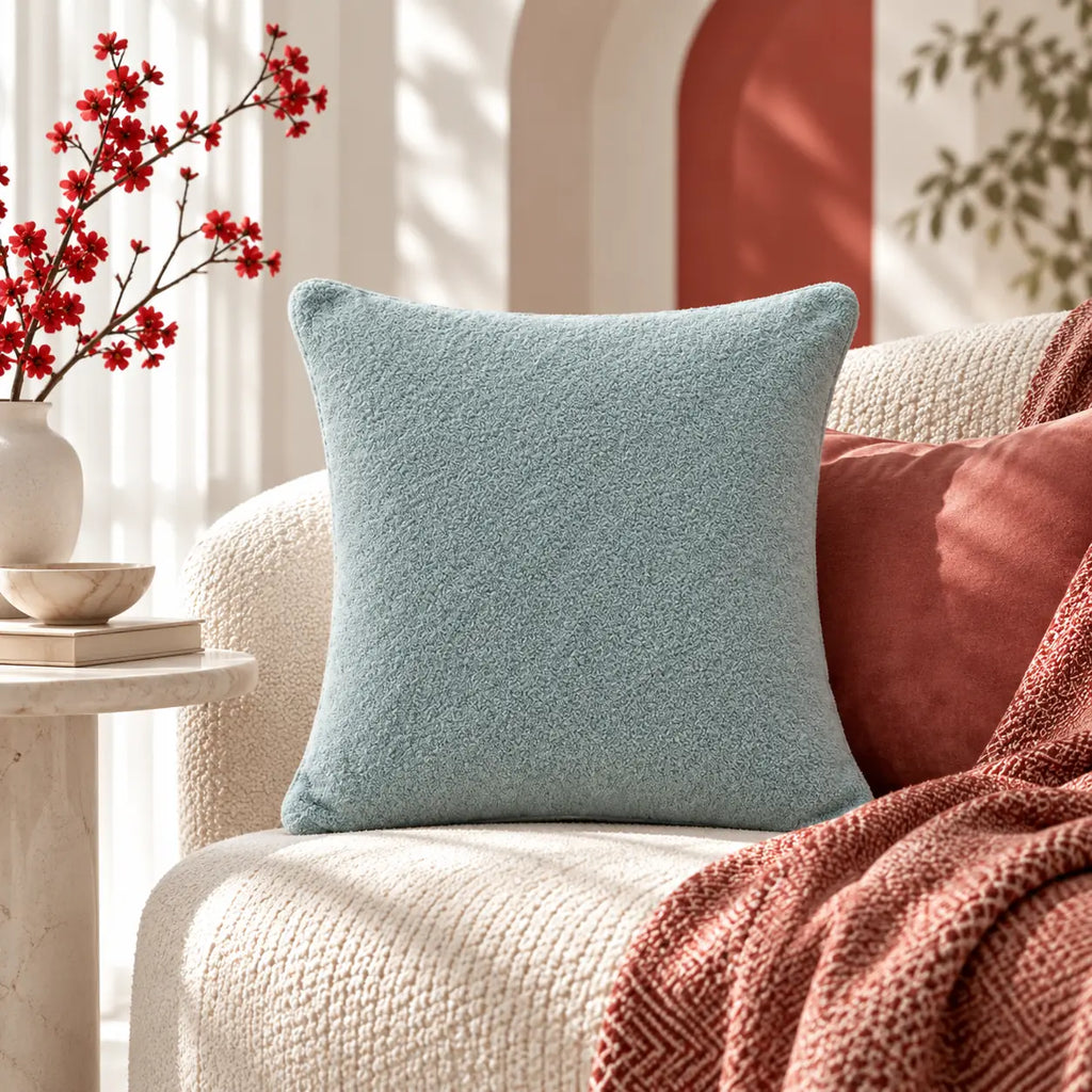 Luxe Boucle Sage Green Cushion Cover