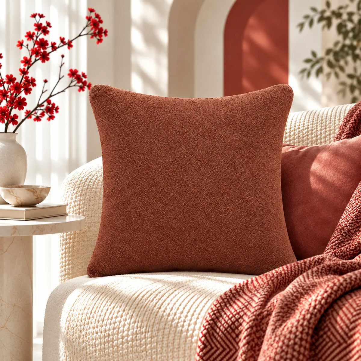 Luxe Boucle Burnt Rust Cushion Cover