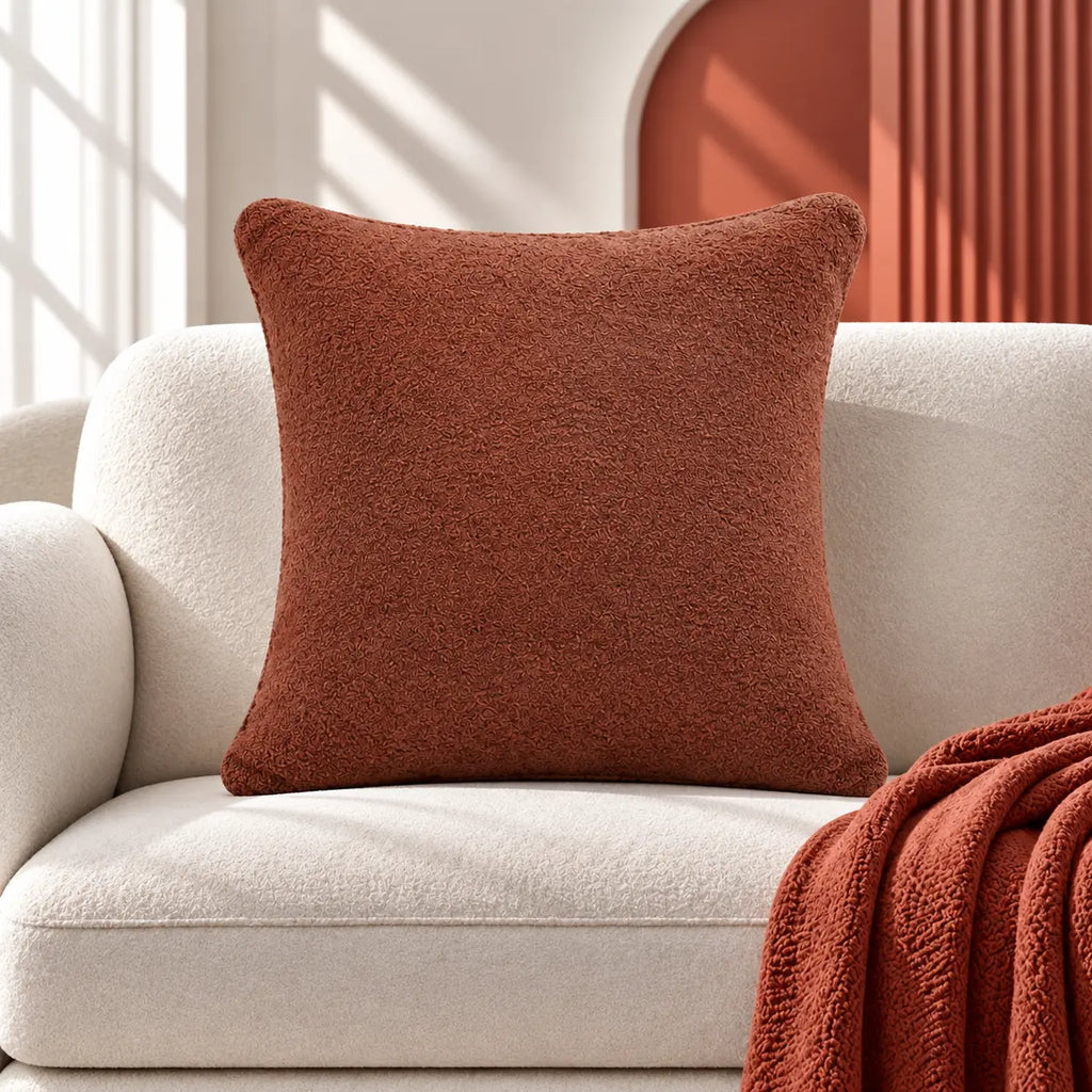 Luxe Boucle Burnt Rust Cushion Cover