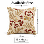 Rust Fern Embroidered Cushion Cover