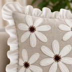 Daisy Ruffle Premium Embroidered Cushion Cover