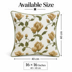 Golden Bloom Embroidered Cushion Cover
