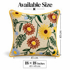 Sunny Flowers Embroidered Cushion Cover