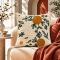 Golden Flower Embroidered Cotton Cushion Cover