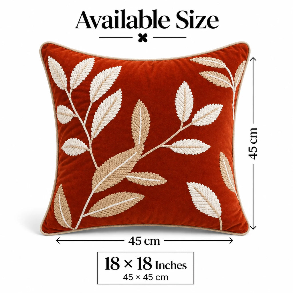 Rust & Rye Embroidered Cushion Cover