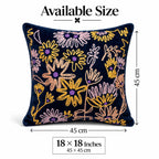 Midnight Flowers Embroidered Velvet Cushion Cover