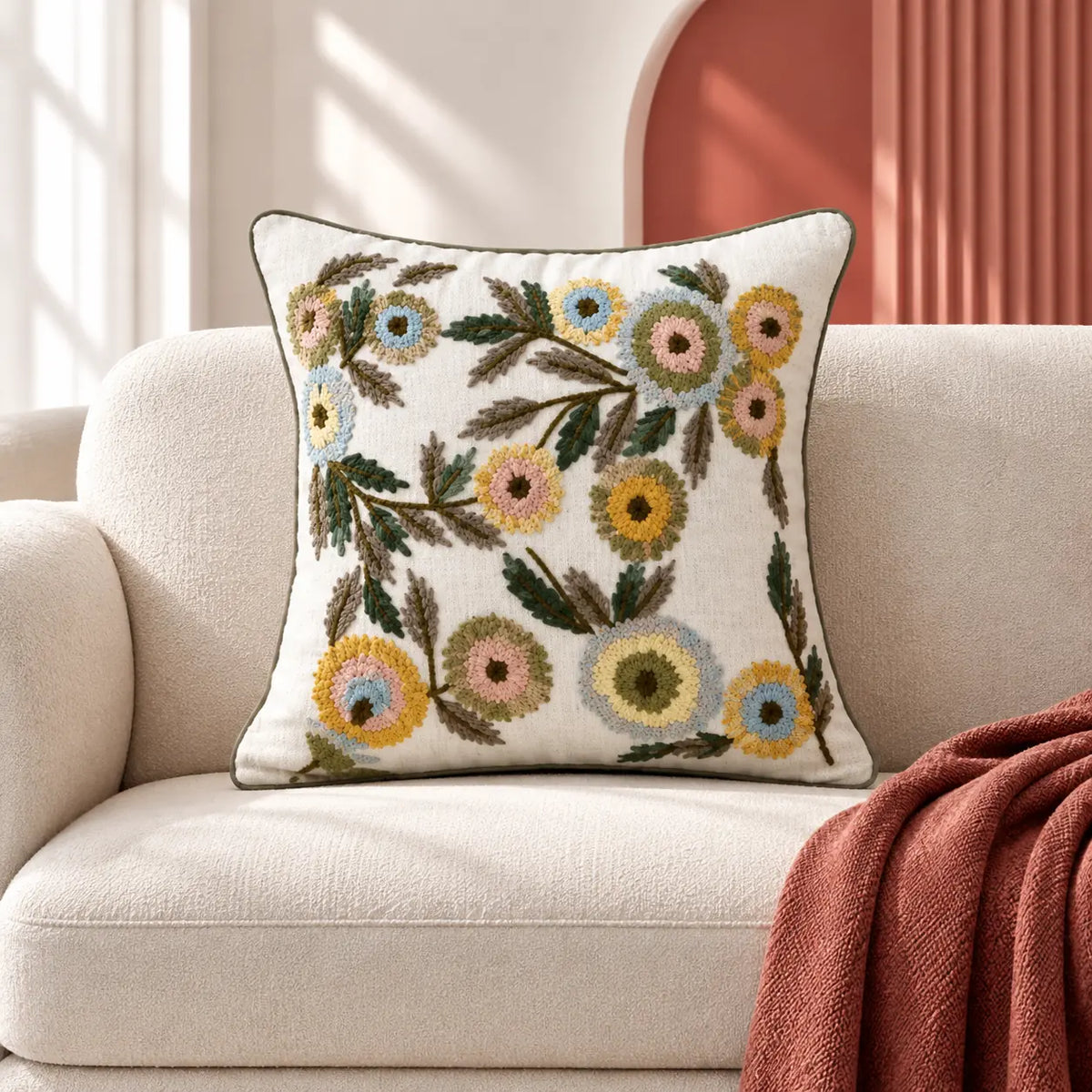 Colorweave Embroidered Cushion Cover