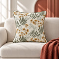 Golden Fern Embroidered Cushion Cover