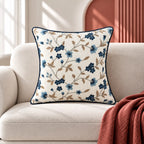 Blue Vine Embroidered Cushion Cover
