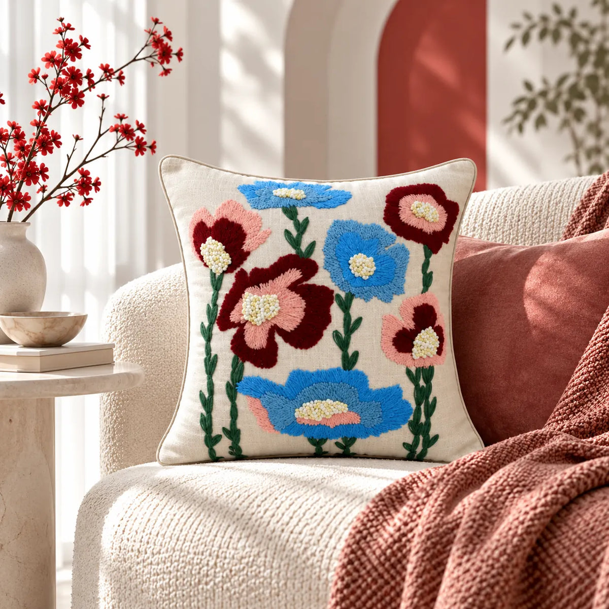 Florielle Embroidered Cushion Cover
