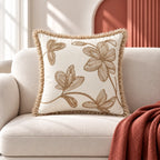 Petal Trace Embroidered Cushion Cover