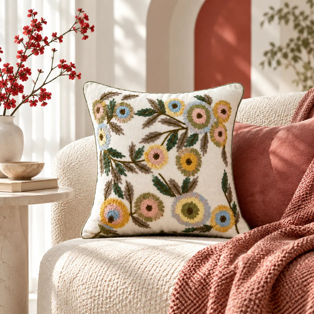 Colorweave Embroidered Cushion Cover