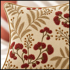 Rust Fern Embroidered Cushion Cover