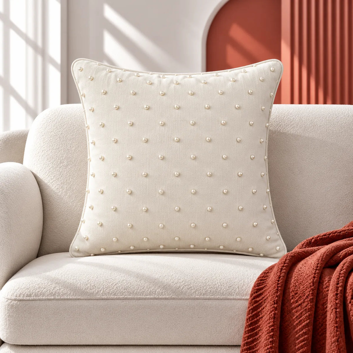 Pearl Dot Beaded Cushion Cover
