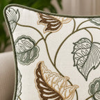 Leaf Trail Embroidered Cushion Cover