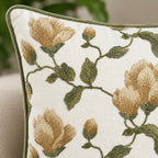 Golden Bloom Embroidered Cushion Cover
