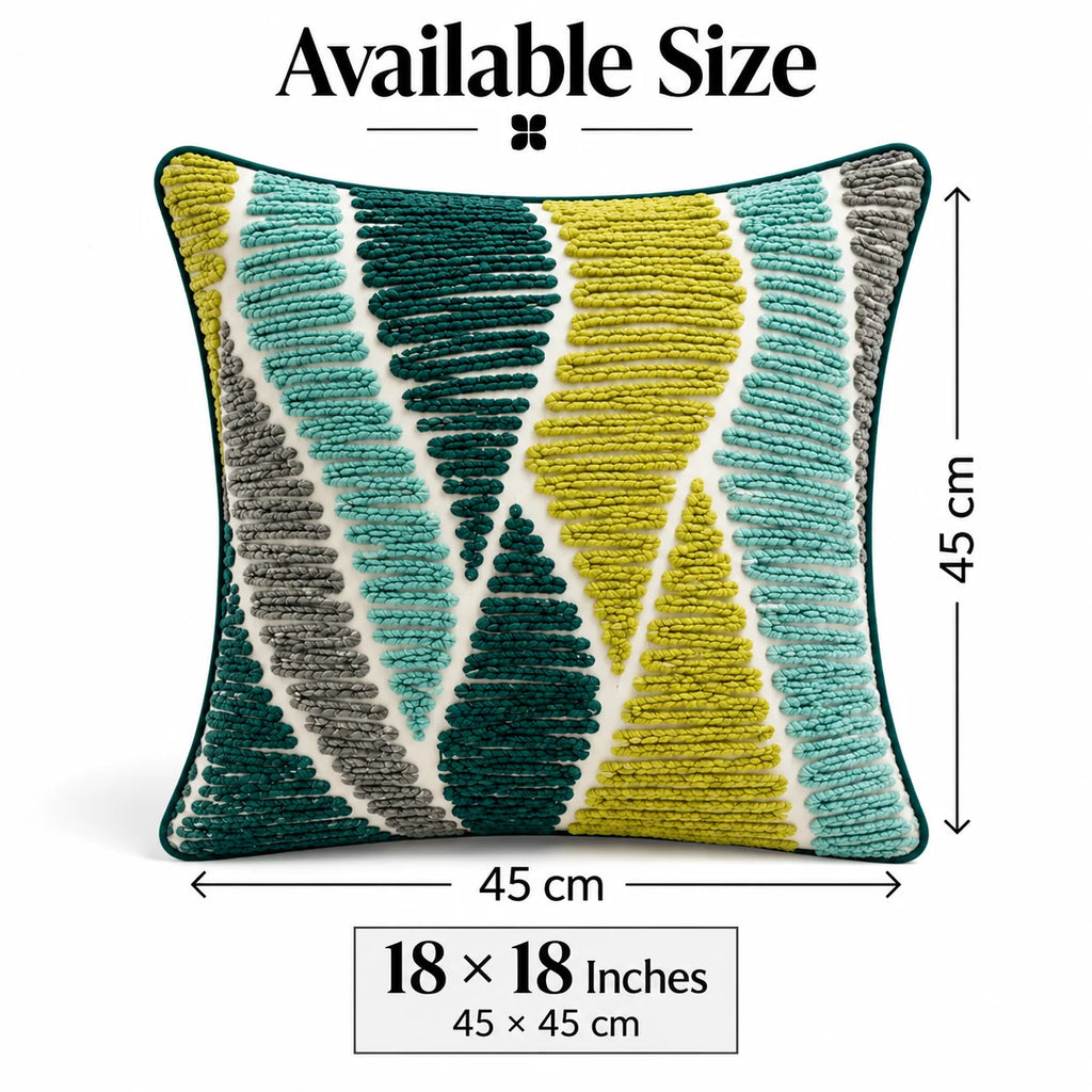 Green Peaks Embroidered Cushion Cover