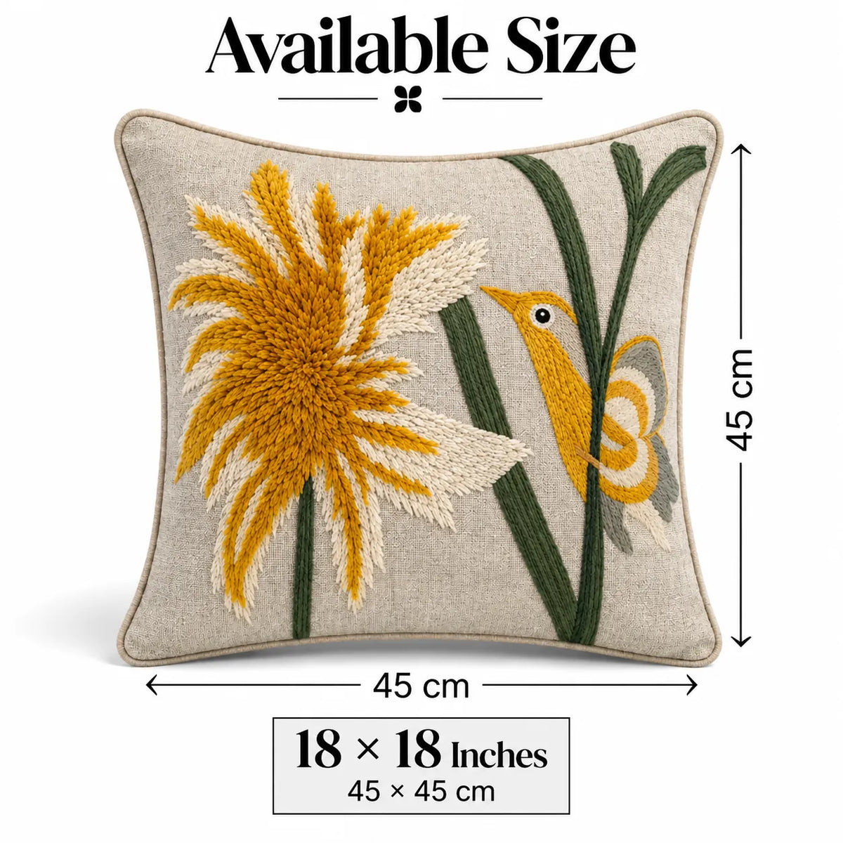 Aurela Bird Embroidered Cushion Cover