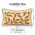 Golden Leaves Embroidered Cushion Cover