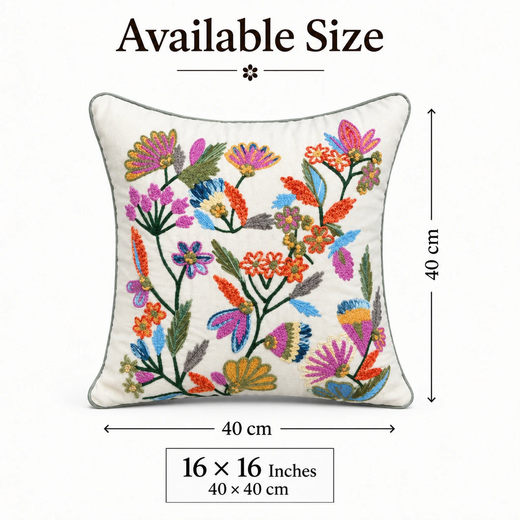 Colorielle Floral Embroidered Cushion Cover