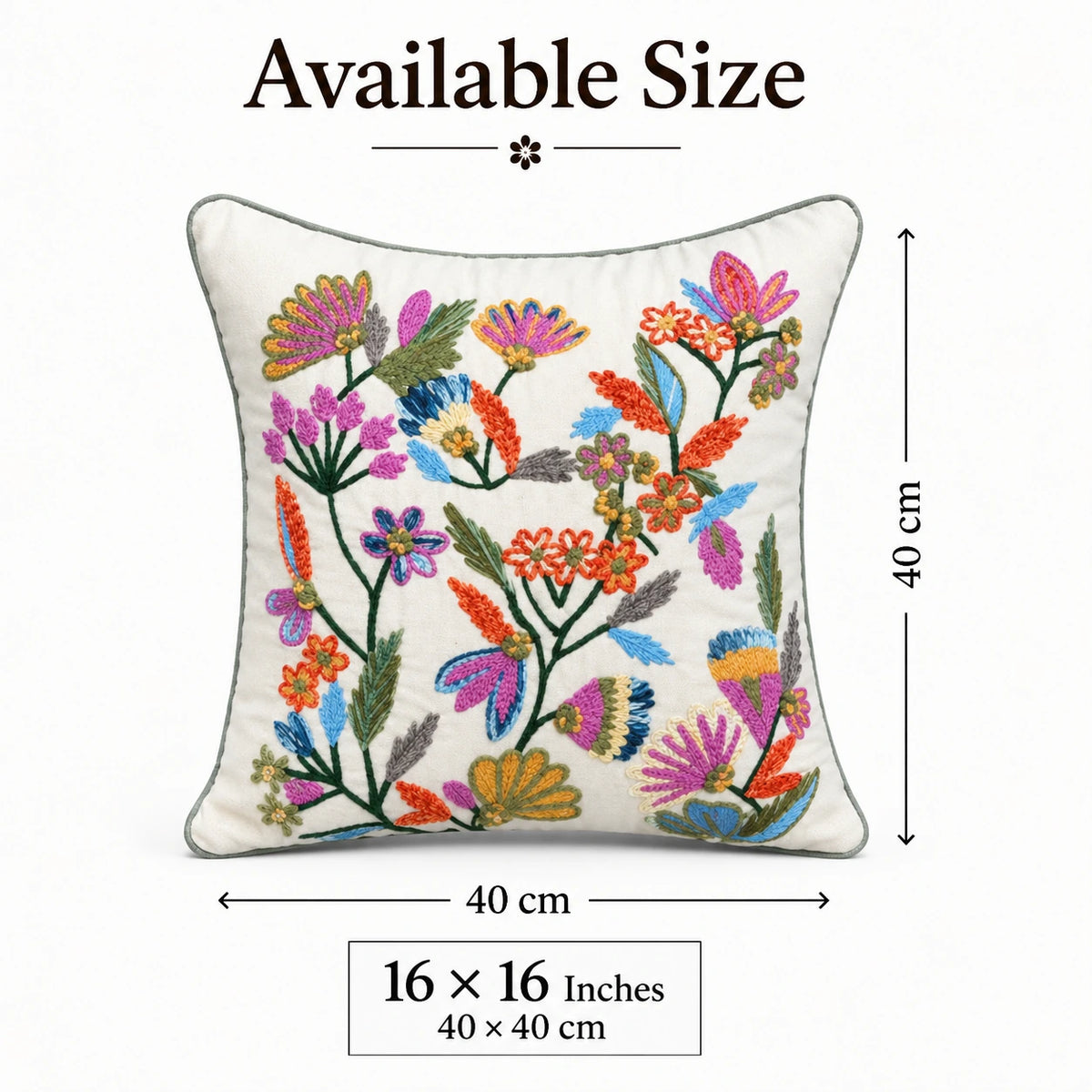 Colorielle Floral Embroidered Cushion Cover