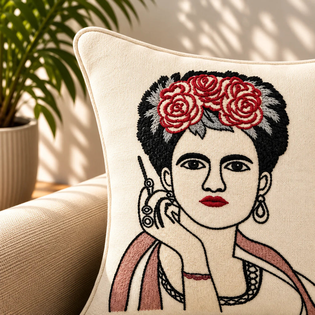 Artistic Canvas Embroidered Cushion Cover