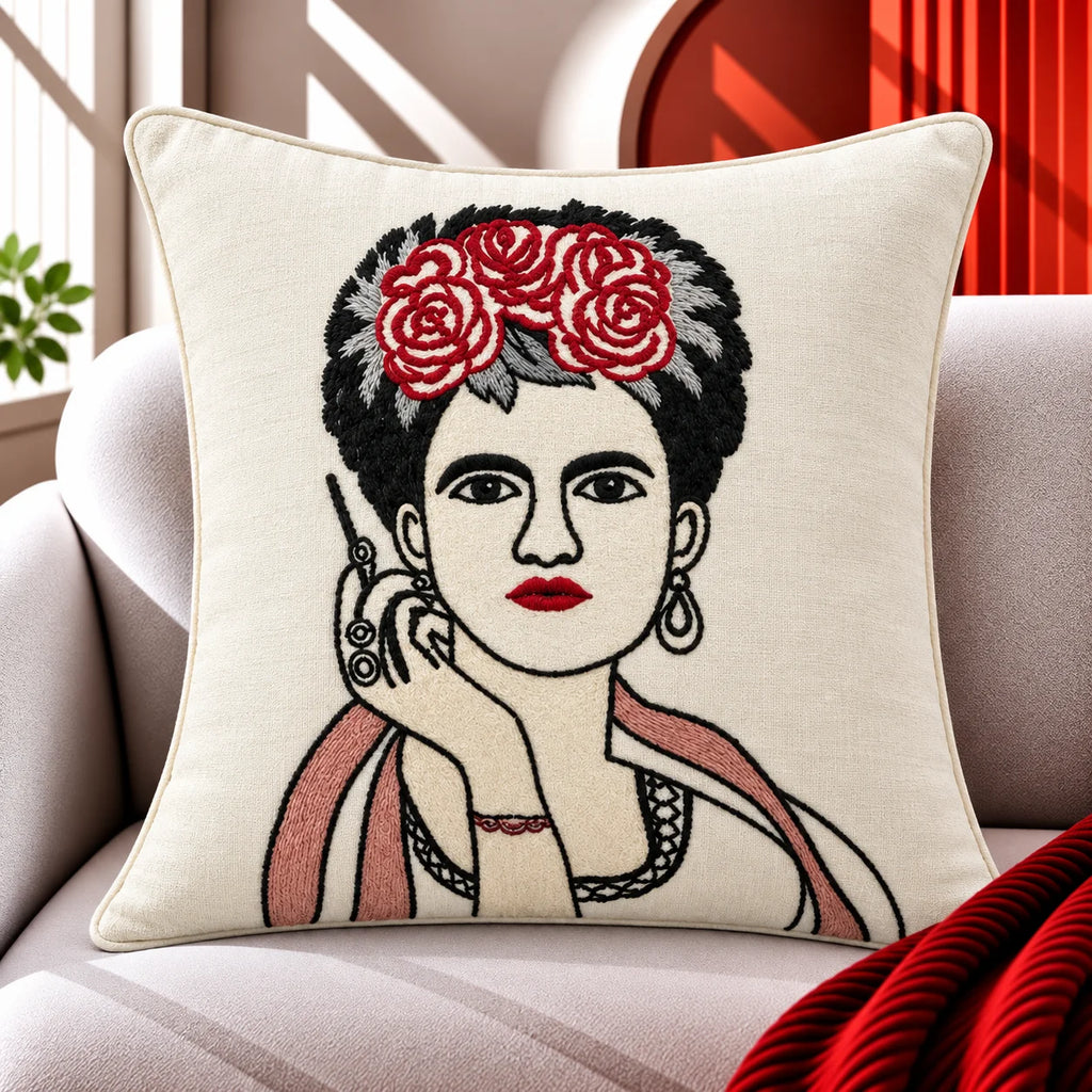 Artistic Canvas Embroidered Cushion Cover