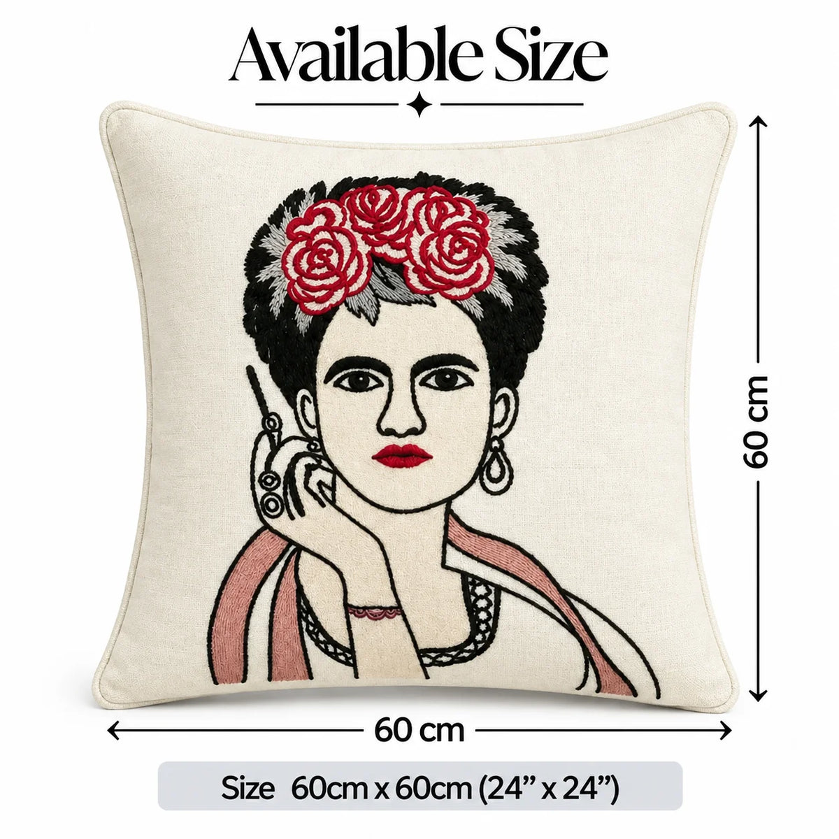 Artistic Canvas Embroidered Cushion Cover
