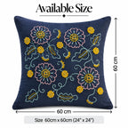 Azure Bloom Embroidered Cushion Cover