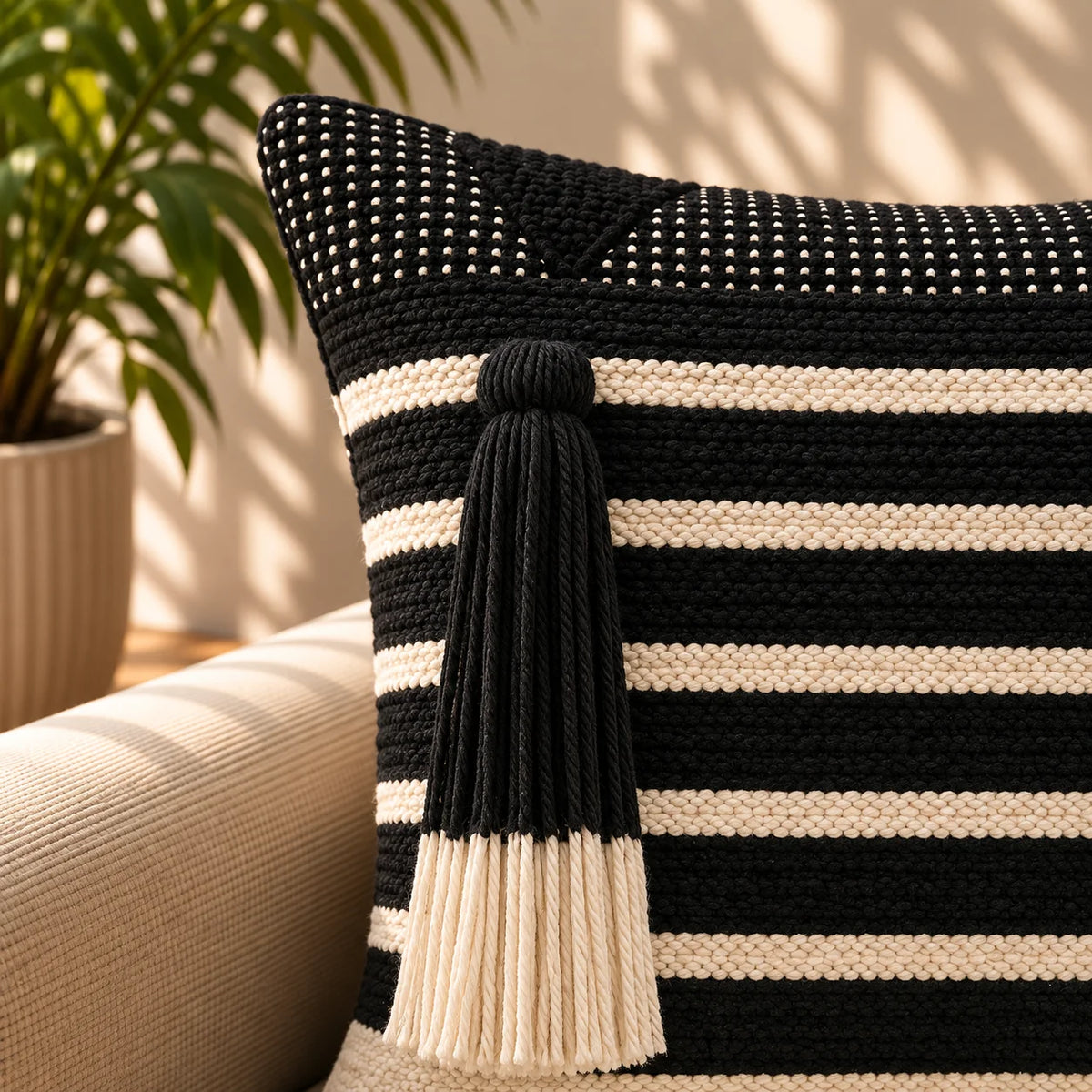 Midnight Fringe Boho Cushion Cover