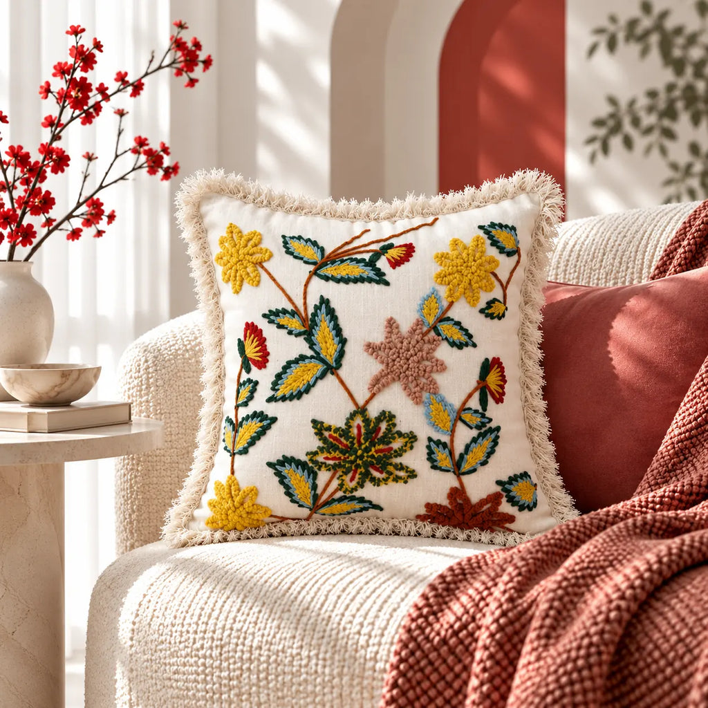 Sunpetal Embroidered Cushion Cover