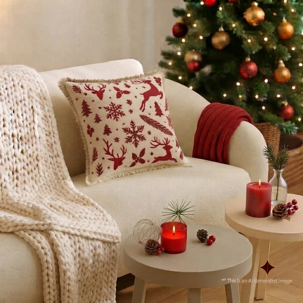 Christmas Cheer Printed Cushion Cover