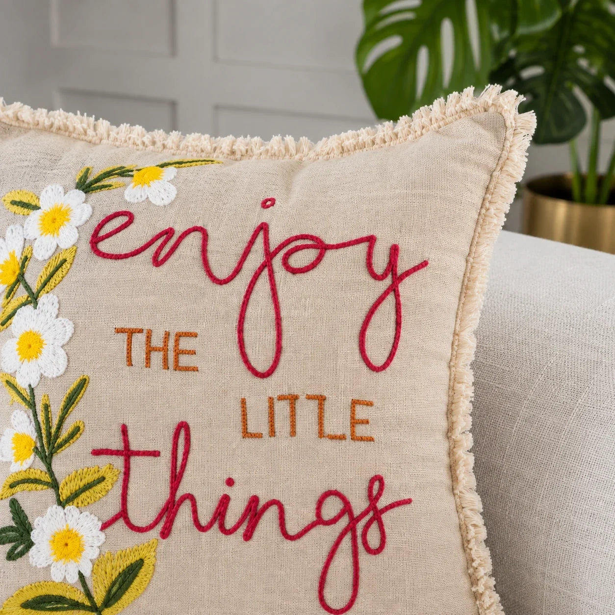 The Fringe Note Embroidered Cushion Cover