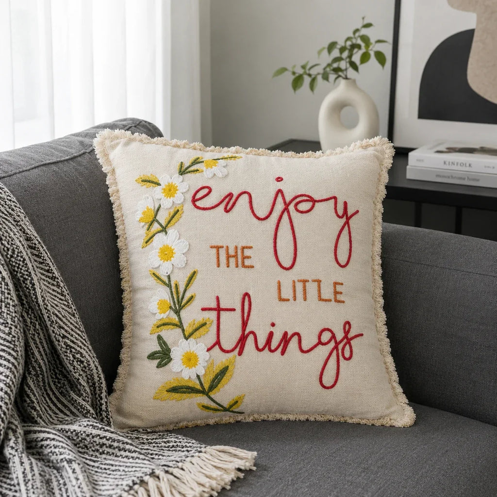 The Fringe Note Embroidered Cushion Cover