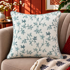 Flora Crest Embroidered Cushion Cover