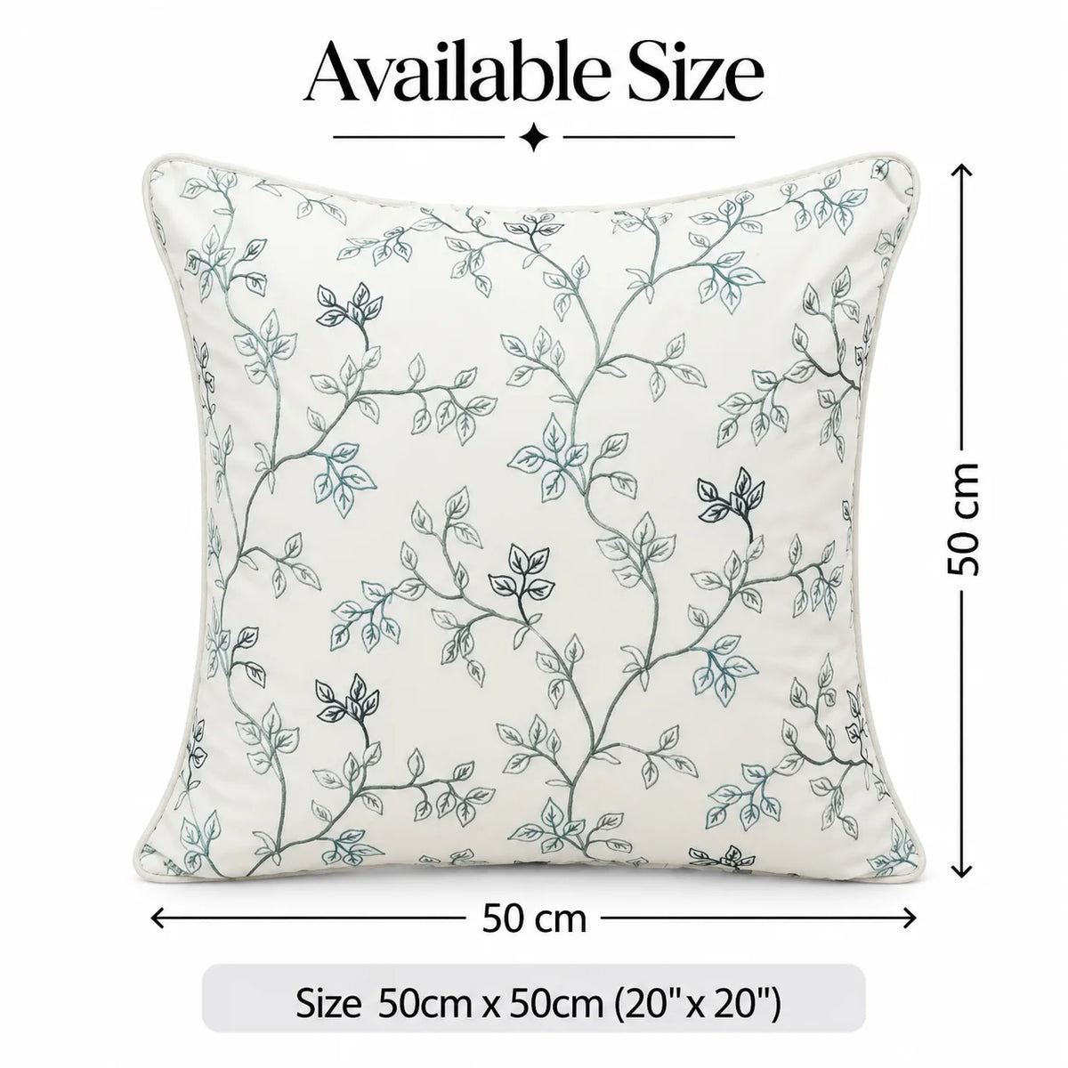 Flora Crest Embroidered Cushion Cover