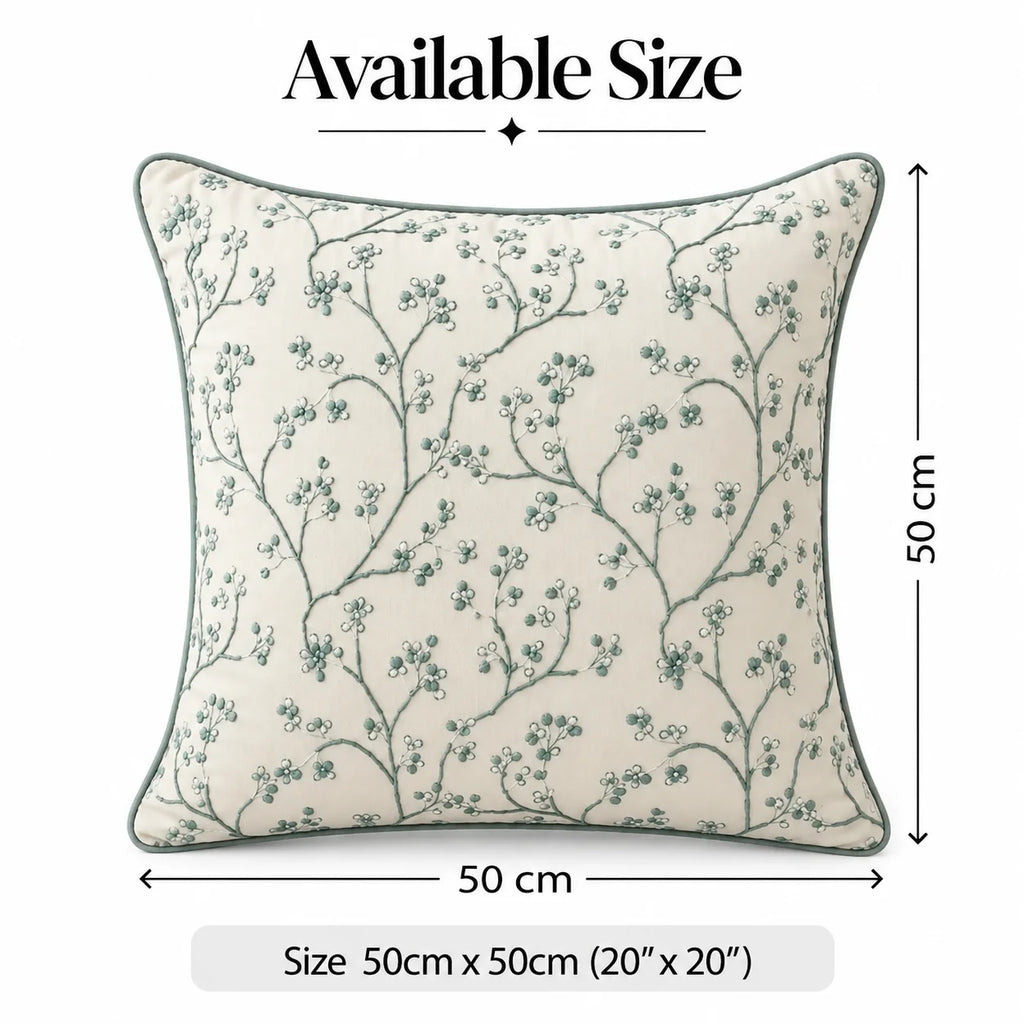 Flora Sketch Embroidered Cushion Cover