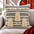 Geometric Embroidered Cotton Cushion Cover