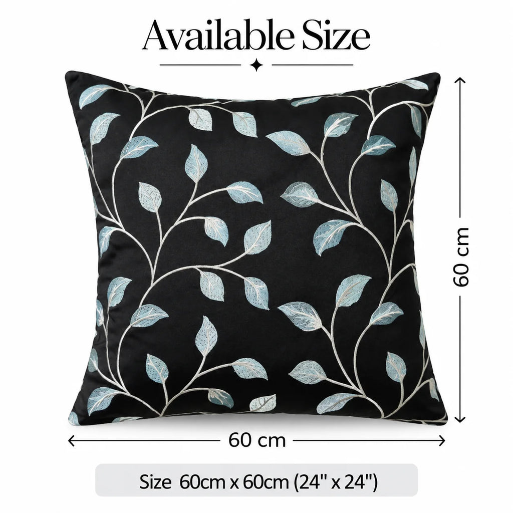 Botanical Stitch Slub Embroidered Cushion Cover